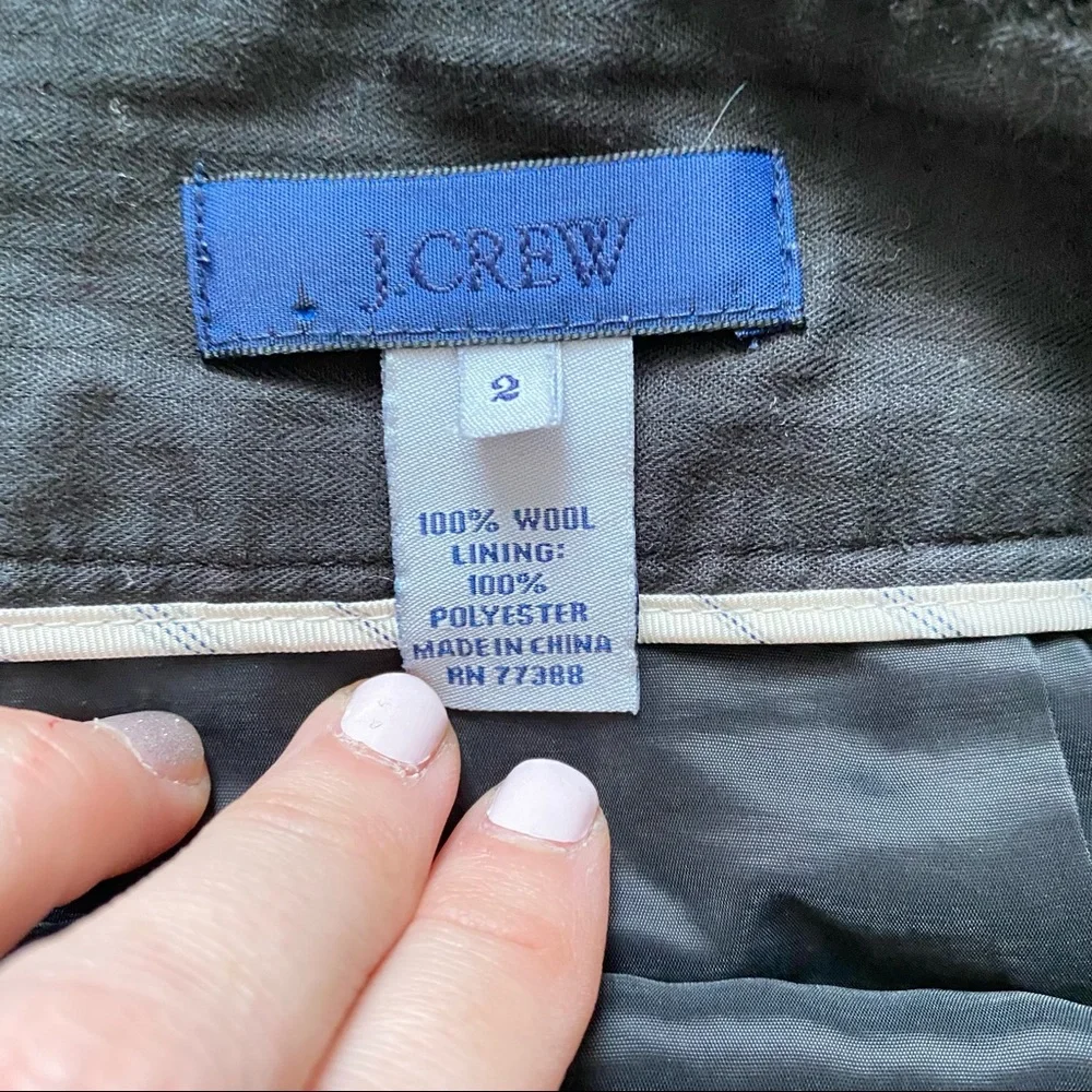 J. Crew Super 120's Solid Black 100% Wool Pencil Skirt Women's size 2
